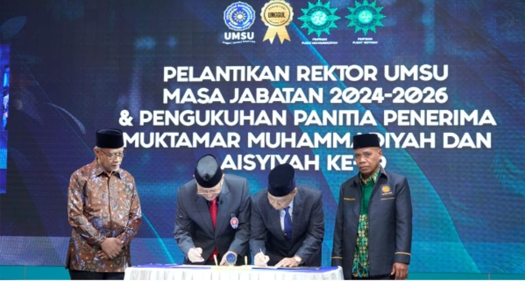 Pelantikan Rektor UMSU periode 2024-2026 dan sekaligus pengukuhan Panitia Muktamar ke-49 di Sumatera Utara.