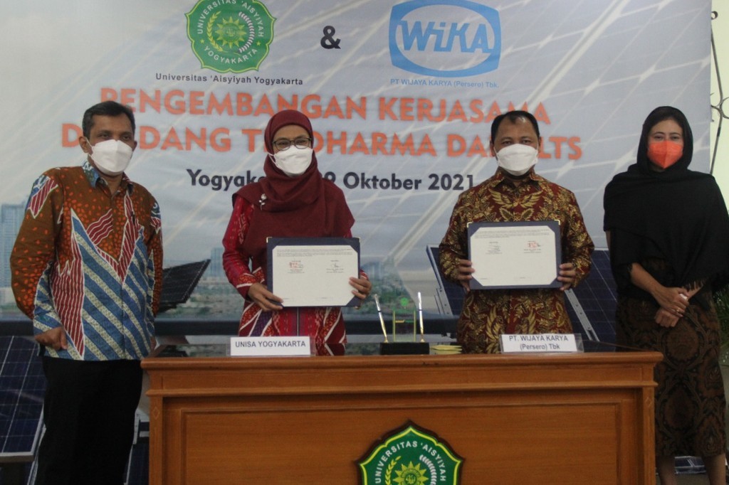 Kerjasama UNISA dengan Wika Karya sejak 2021 dalam pembangunan kampus ramah lingkungan dan pemakaian panel surya. Foto Dok Unisa/SM